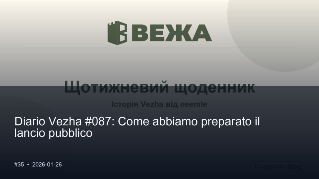 Vezha diary #087: Come abbiamo preparato il lancio pubblico